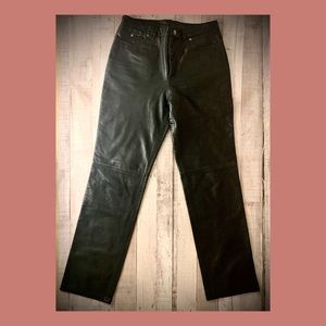 Vintage Nine West Black 100% Leather Pants Size 6